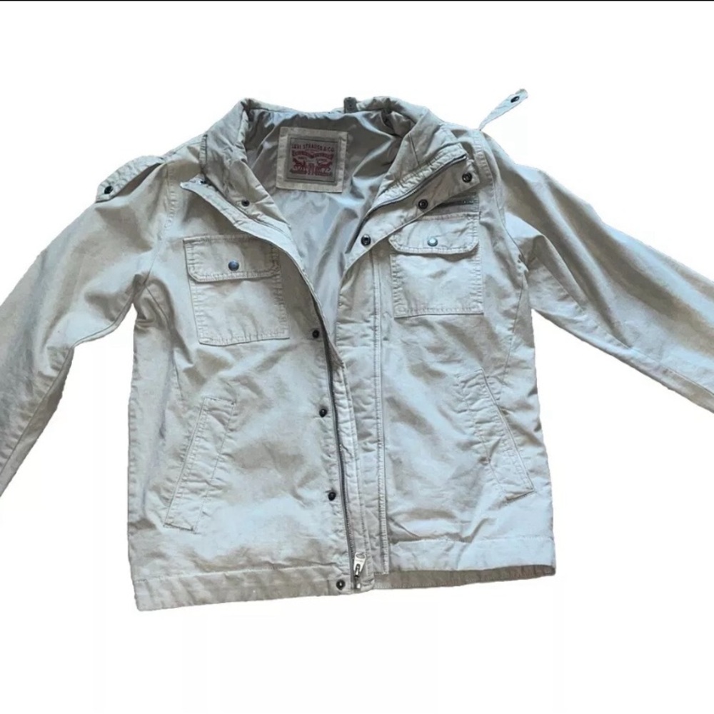 Levi's Cotton Military Jacket (Stone Filled/Khaki) - Men's Medium (Very Good)